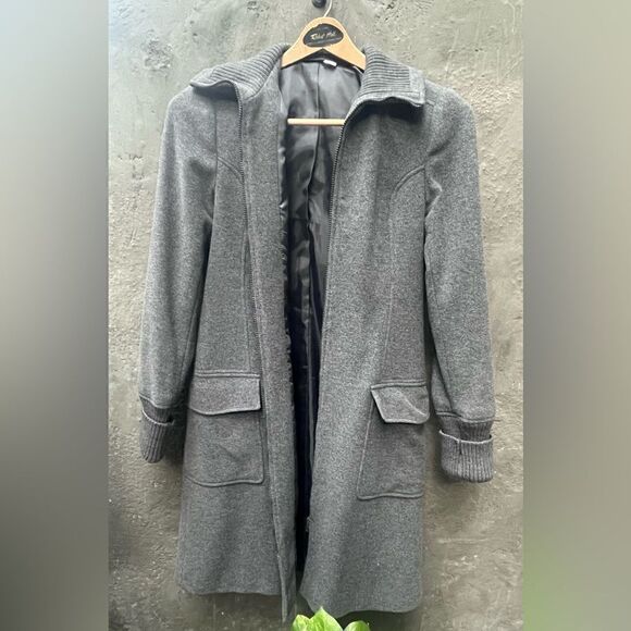 H&M SLEEK 3/4 LENGTH ZIP UP WOOL COAT SZ L - Picture 11 of 13